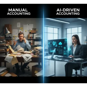 Comparison of manual working papers and AI-powered digital workflows for accountants.