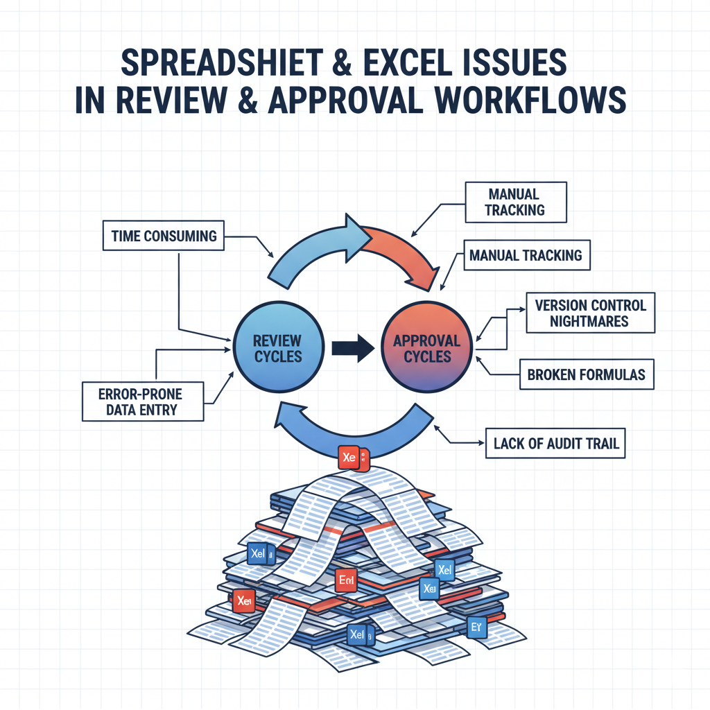 Chart showing time consuming and approval cycles pending issues in excel and spreadsheets