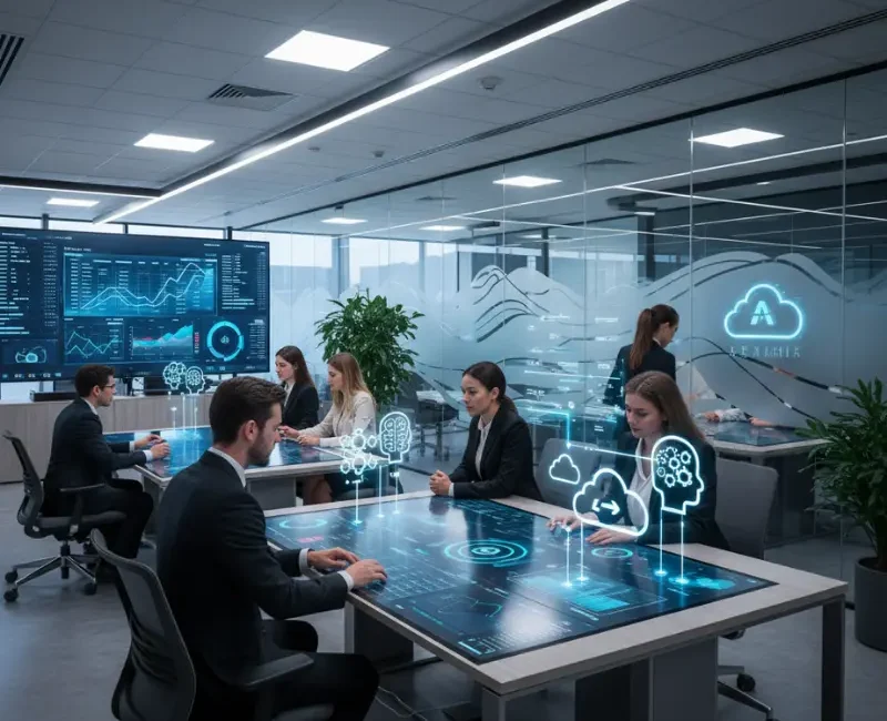 UK accountants using AI and cloud-based dashboards to manage digital working papers efficiently.