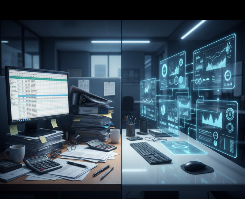 AI transforming manual Excel accounting into automated cloud workflows.