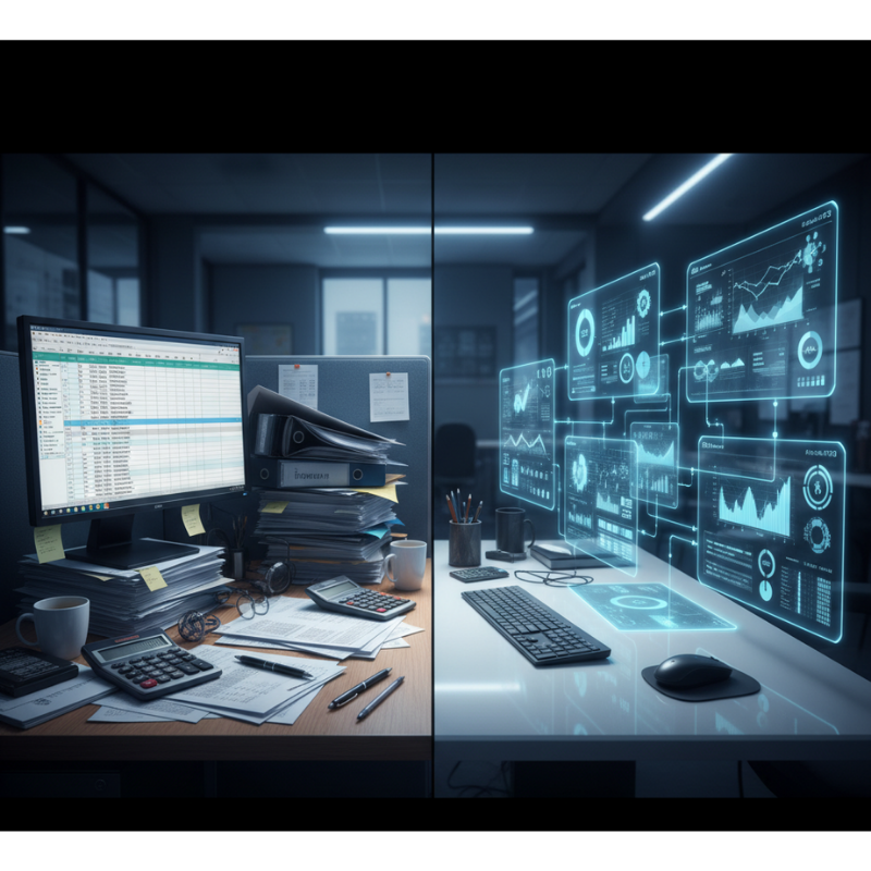 AI transforming manual Excel accounting into automated cloud workflows.