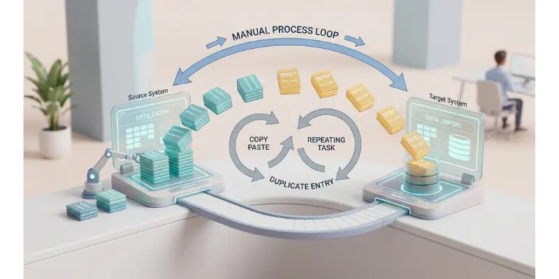 3d illustration of manual accounting workflow inefficiencies