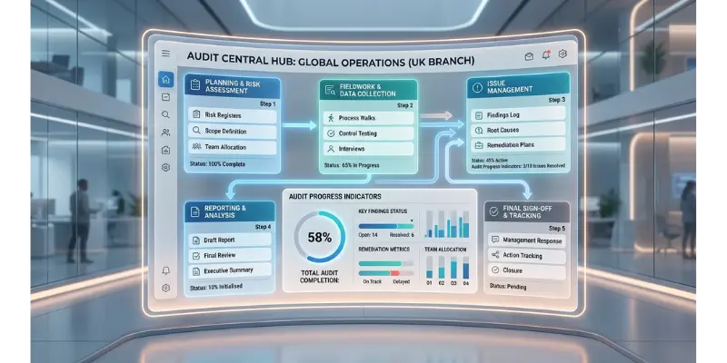 3d illustration of modern working papers software dashboard