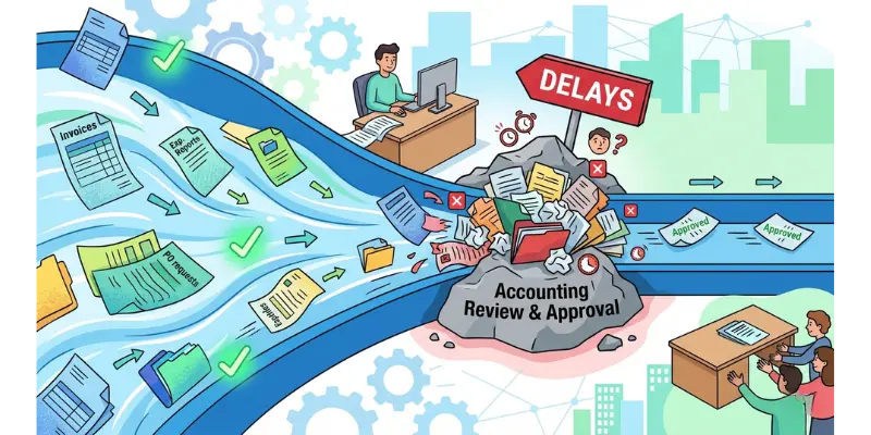 delays in accounting review and approval workflows