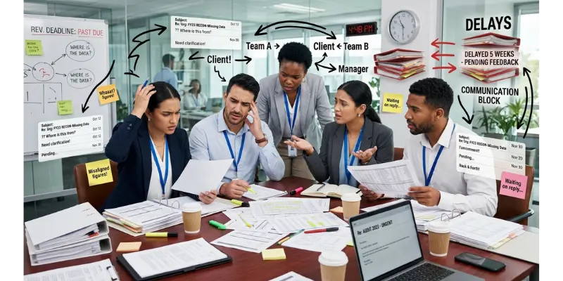 audit review delays due to inefficient workflow and communication