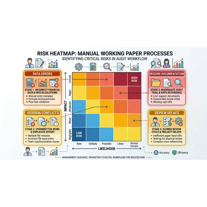 risk heatmap showing issues in manual working papers processes