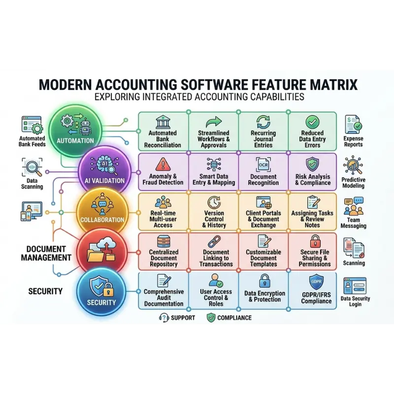 feature matrix of working papers software capabilities