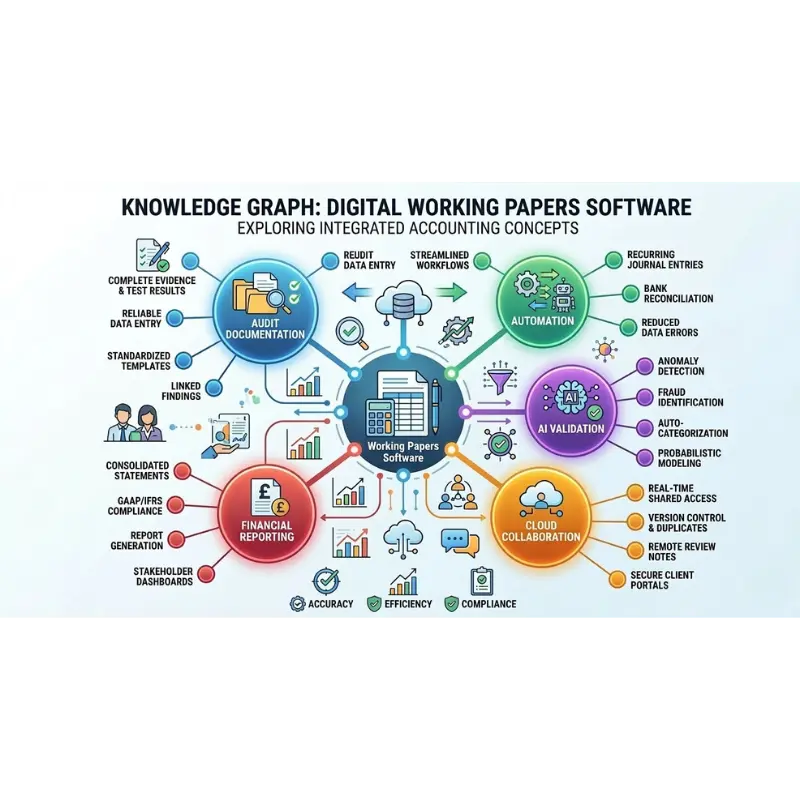 knowledge graph showing relationships between working papers software and accounting technologies