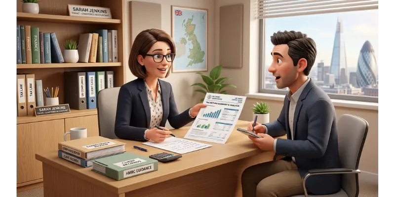 client reviewing accounting working papers alongside accountant