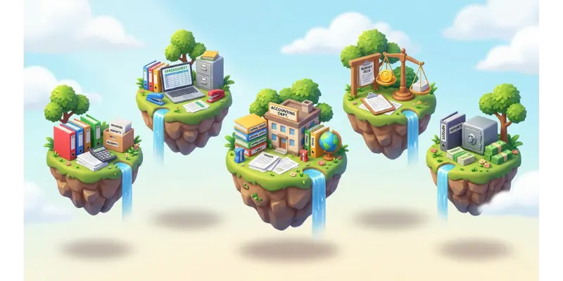 disconnected accounting systems represented as isolated islands