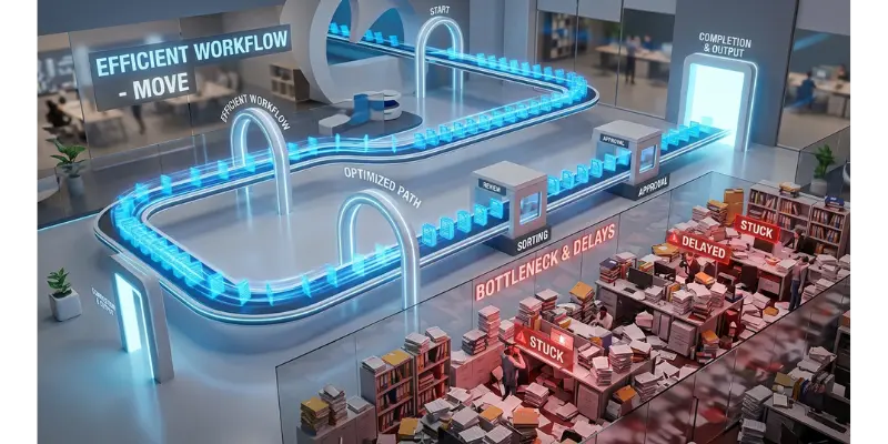 efficient accounting workflow compared to inefficient process