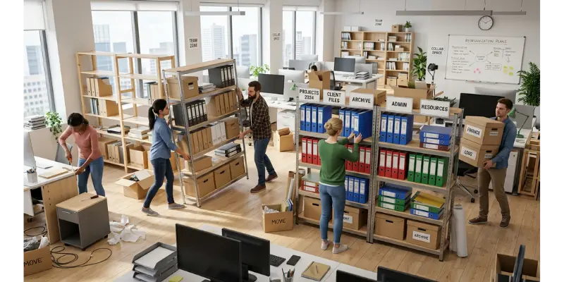accounting firm reorganising workspace and processes