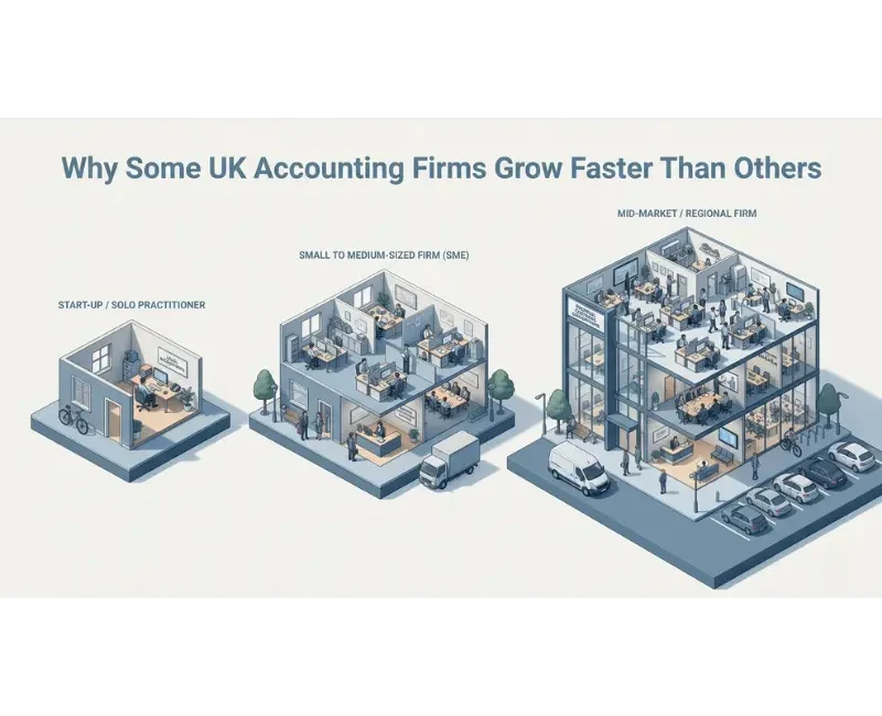 isometric view of uk accounting firms showing different growth stages