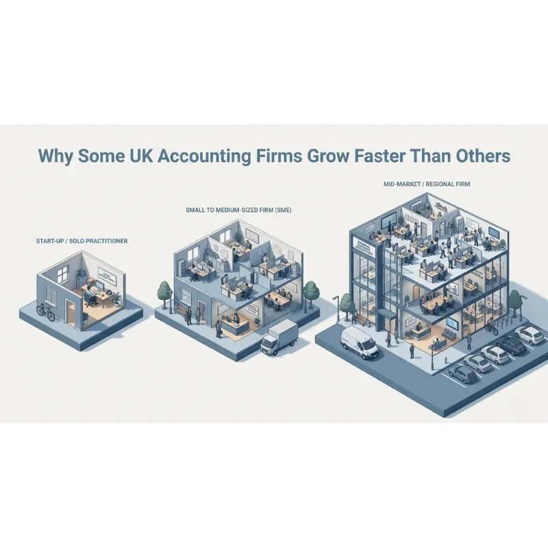 isometric view of uk accounting firms showing different growth stages
